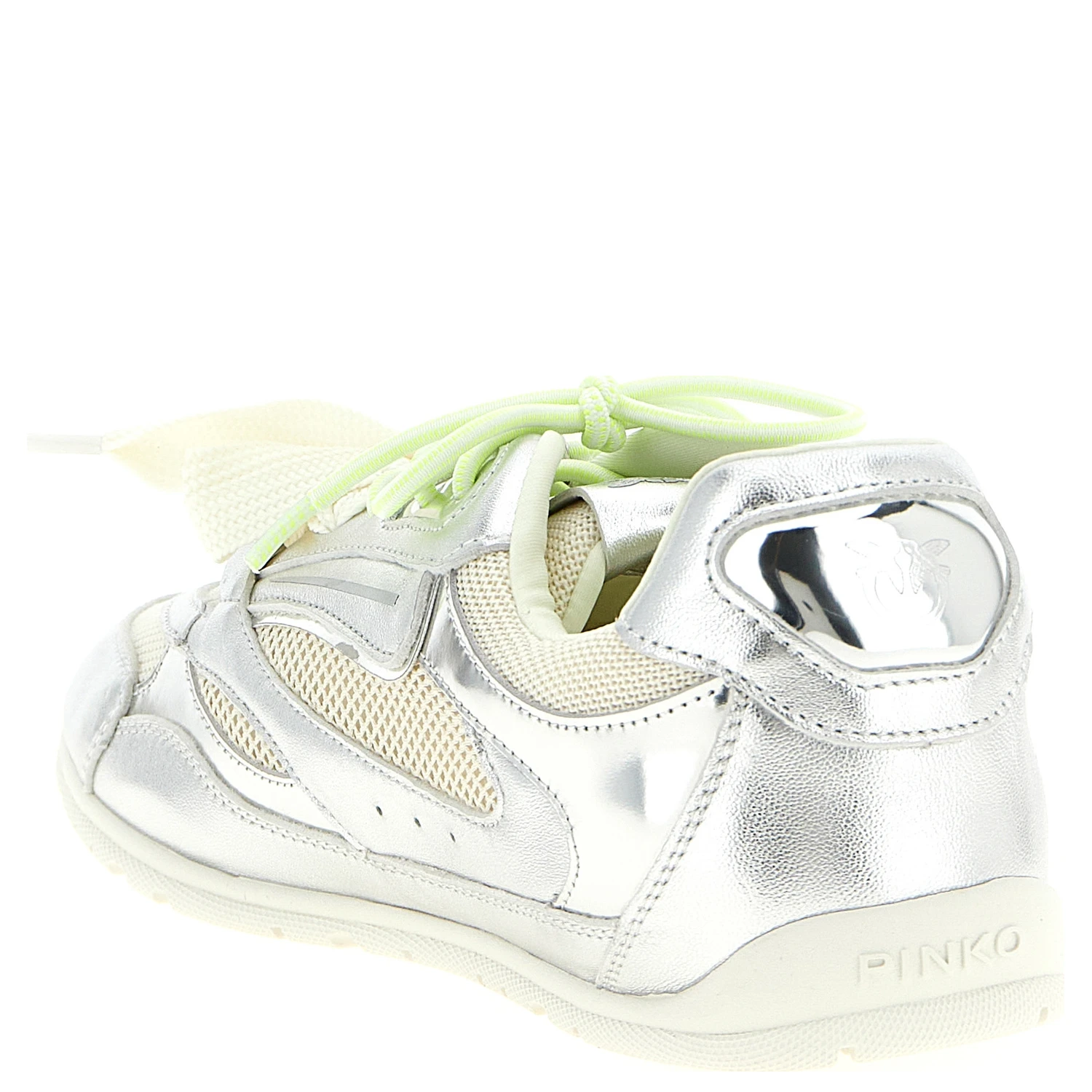Silver Leather Athletic Sneakers
