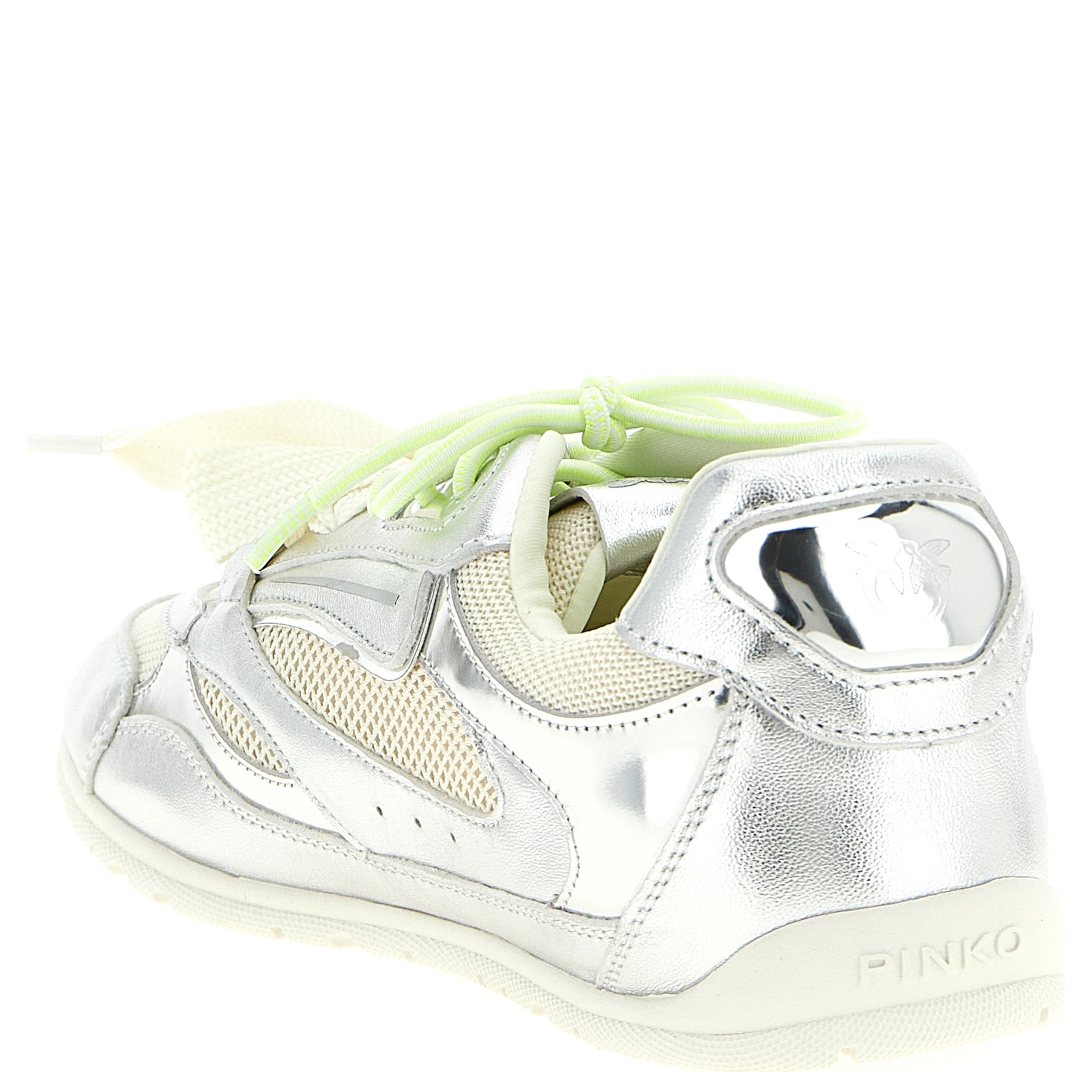 Silver Leather Athletic Sneakers