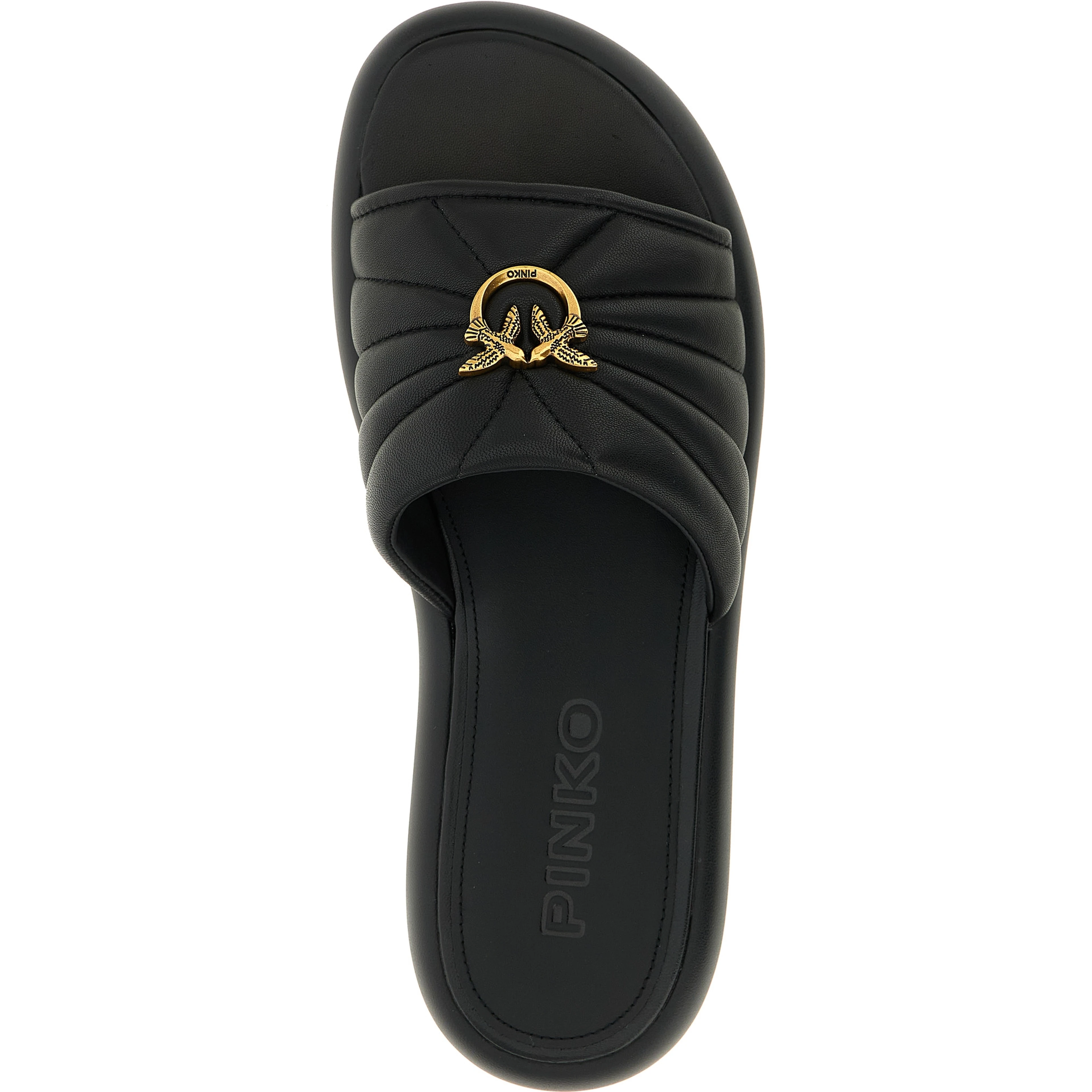 Black Lambskin Slides