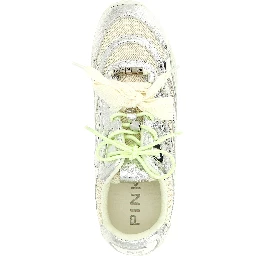 Silver Leather Athletic Sneakers