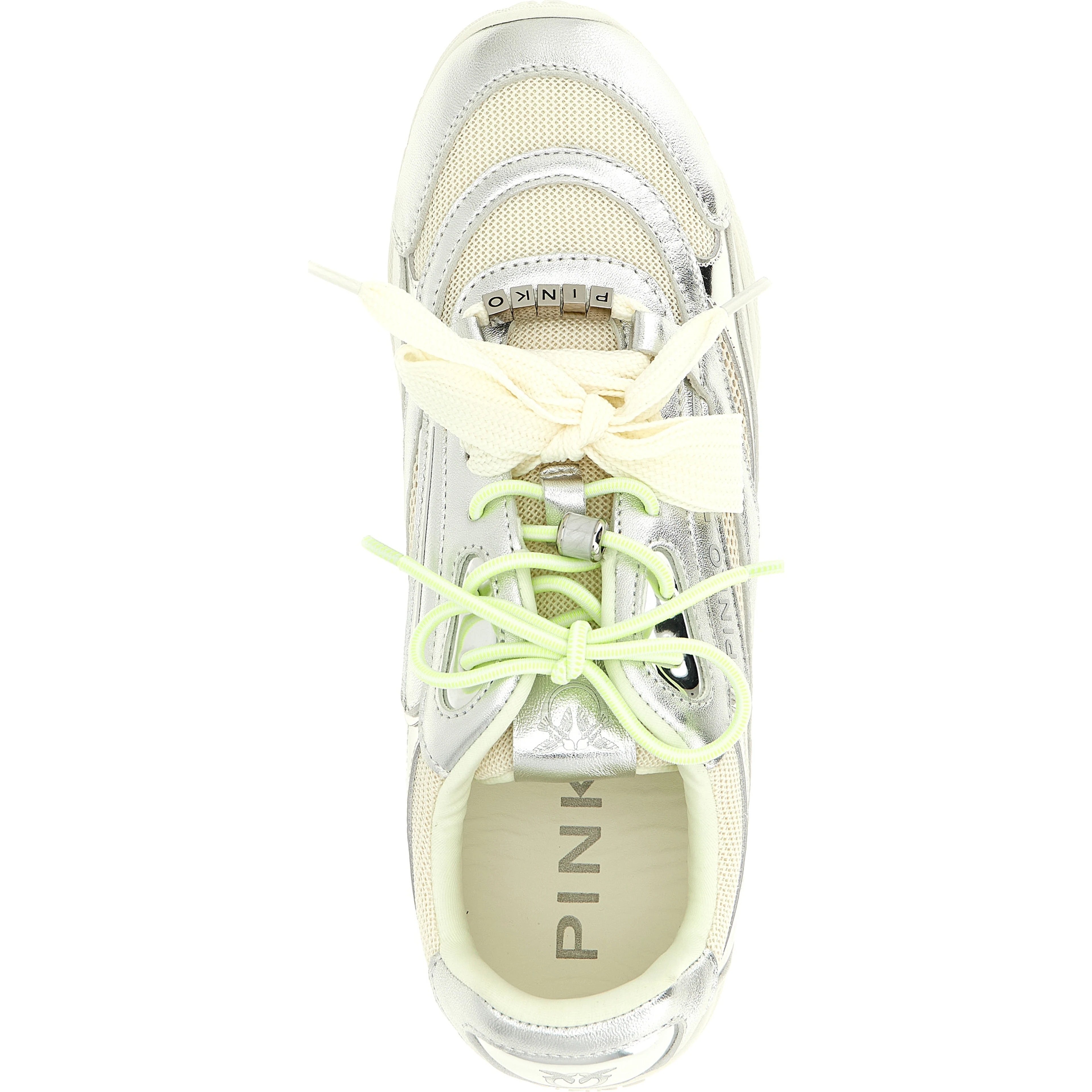 Silver Leather Athletic Sneakers