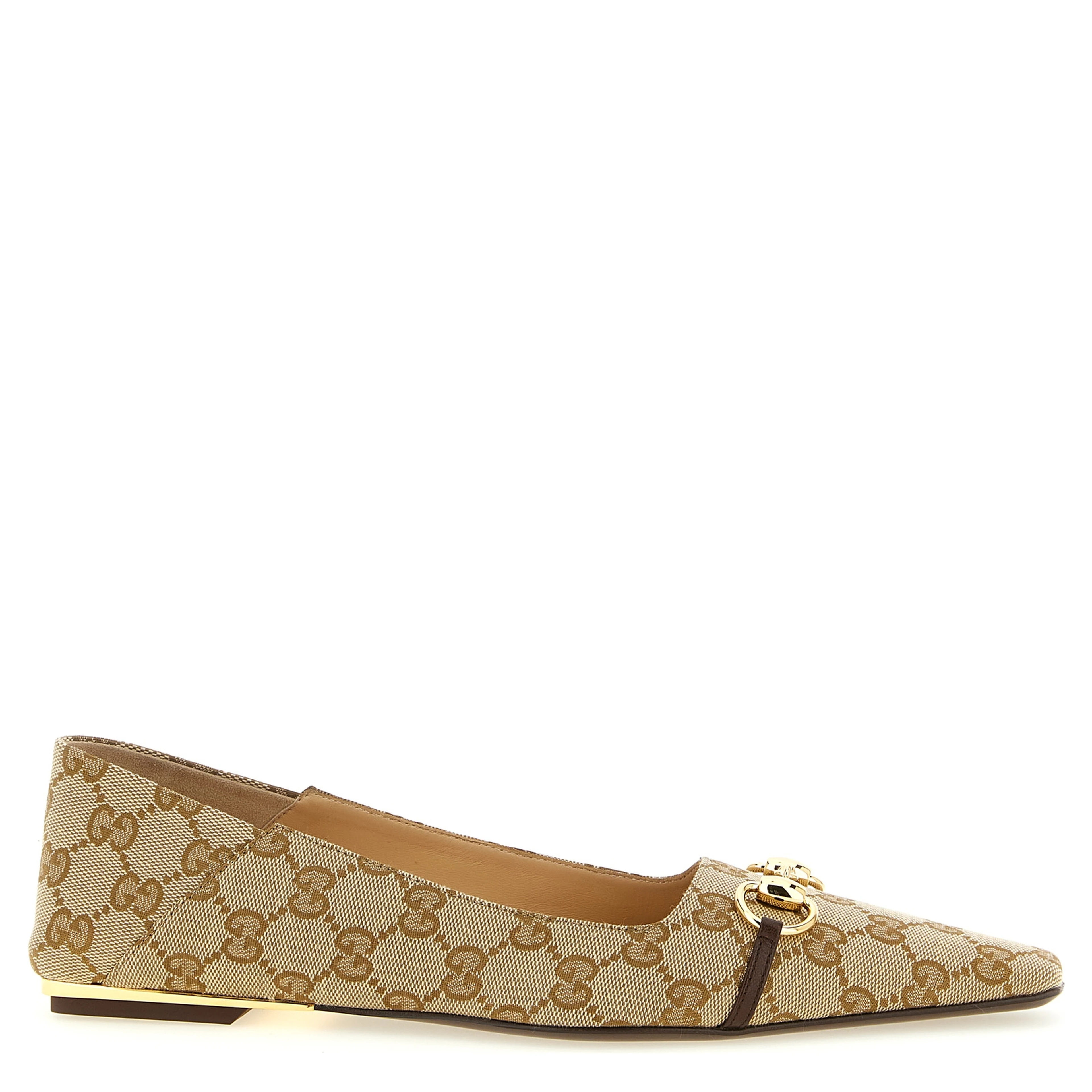 Beige Polyester Ballet Flats