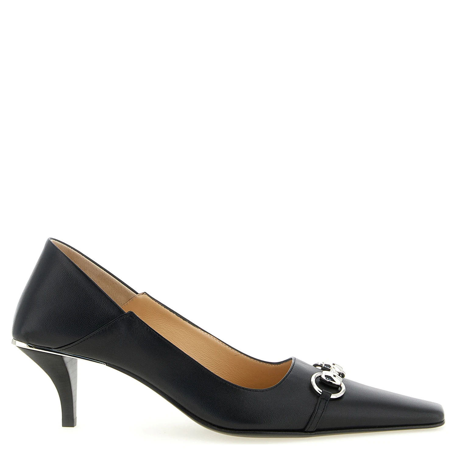 Black Lamb Leather Mid Heel Pumps