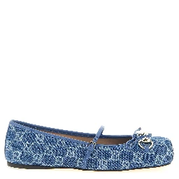 Blue Cotton Ballet Flats