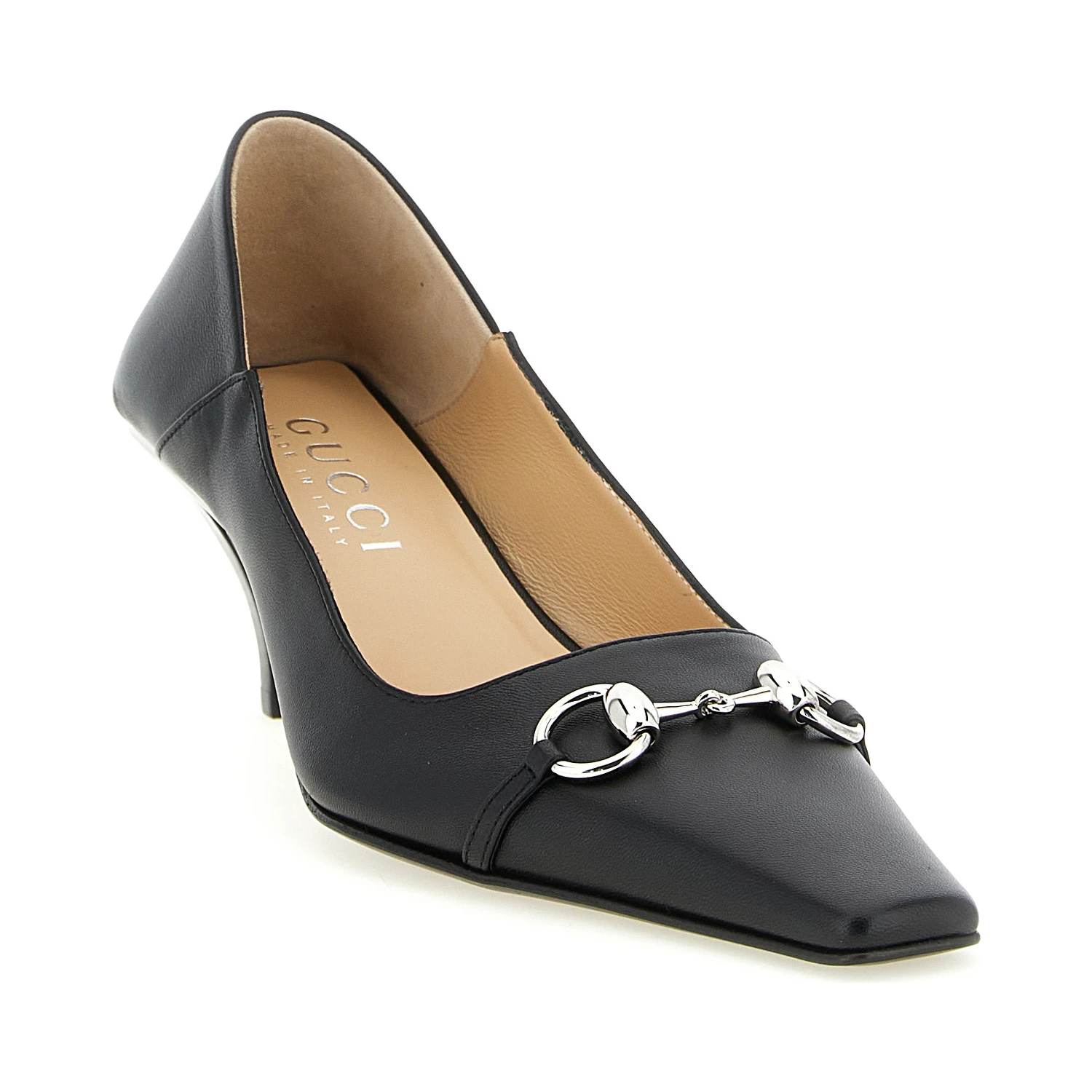 Black Lamb Leather Mid Heel Pumps