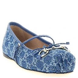 Blue Cotton Ballet Flats