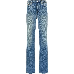 Blue Cotton Flared Jeans