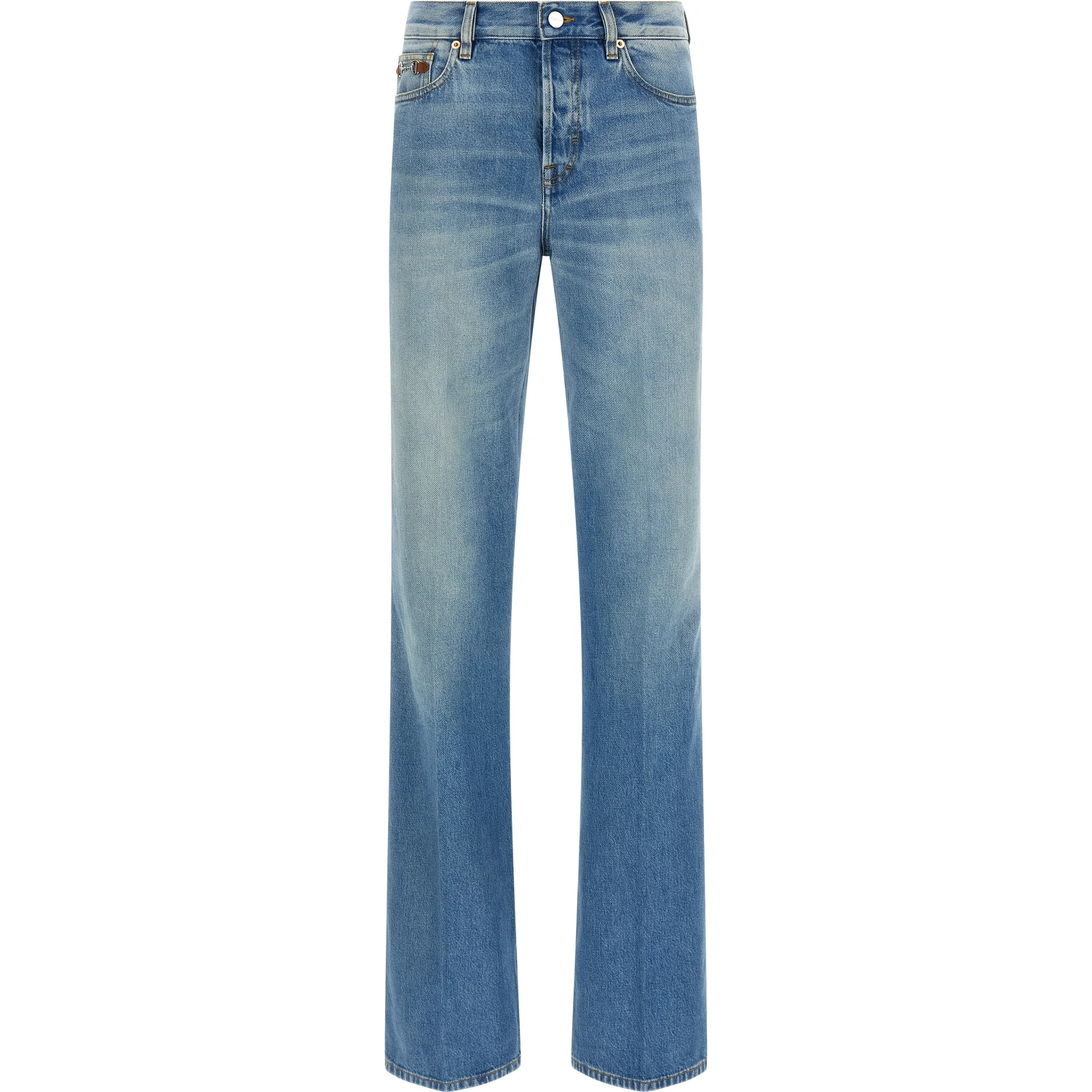 Blue Cotton Flared Jeans