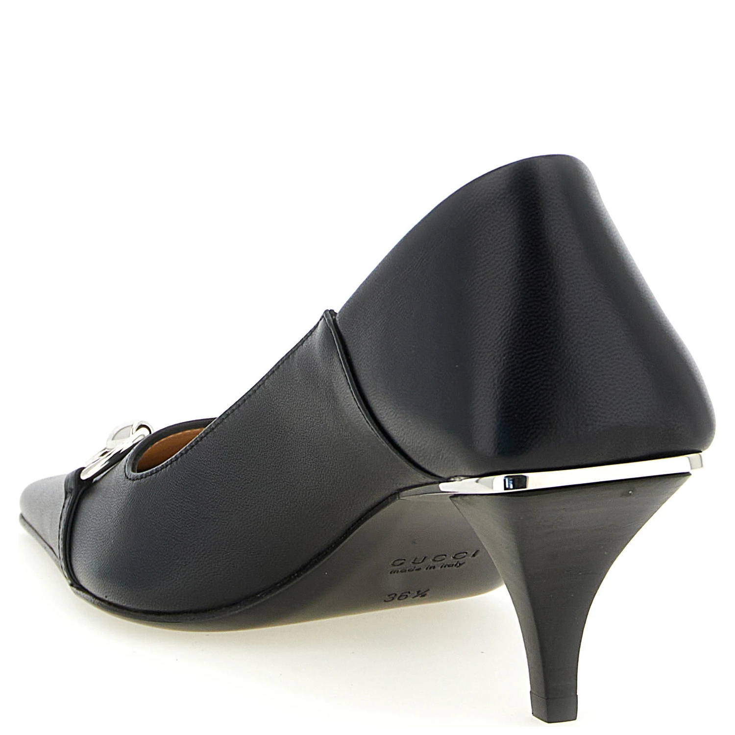 Black Lamb Leather Mid Heel Pumps