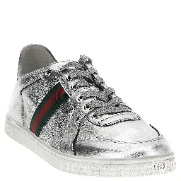 Silver Lamb Leather Low Top Sneakers