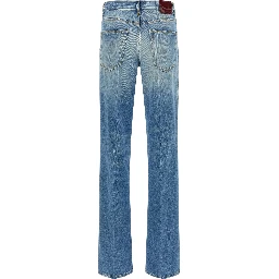 Blue Cotton Flared Jeans
