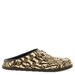 Beige Cotton Mules