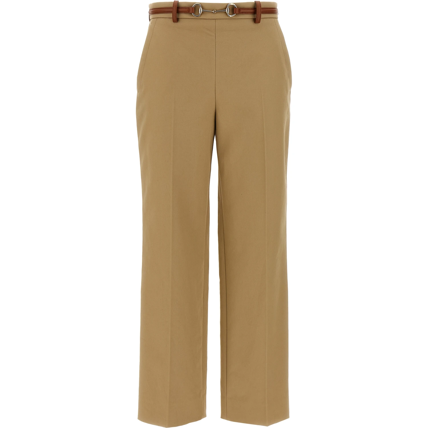 Beige Cotton Casual Pants