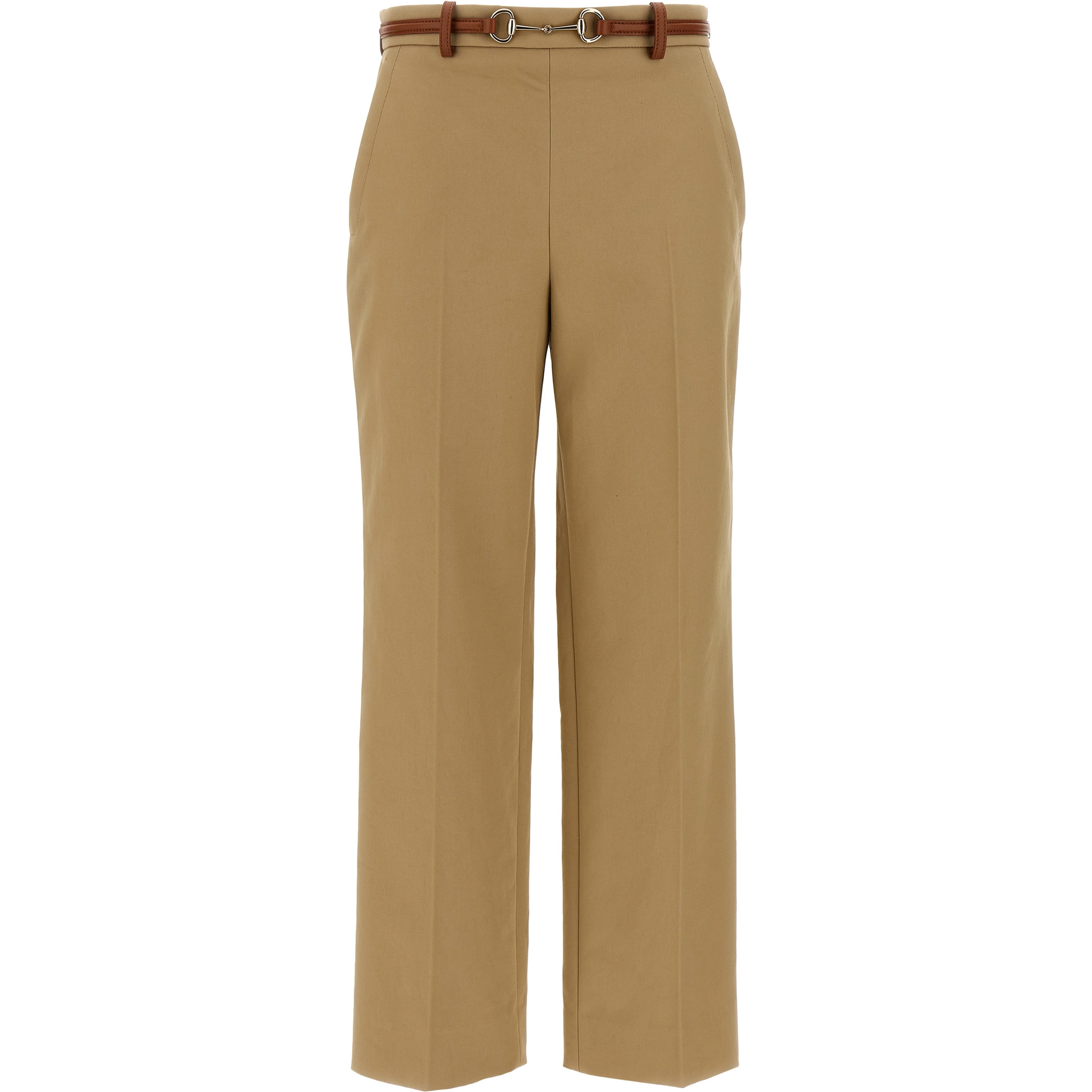 Beige Cotton Casual Pants