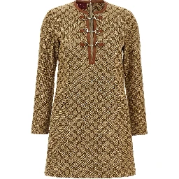 Beige Cotton Short Dress