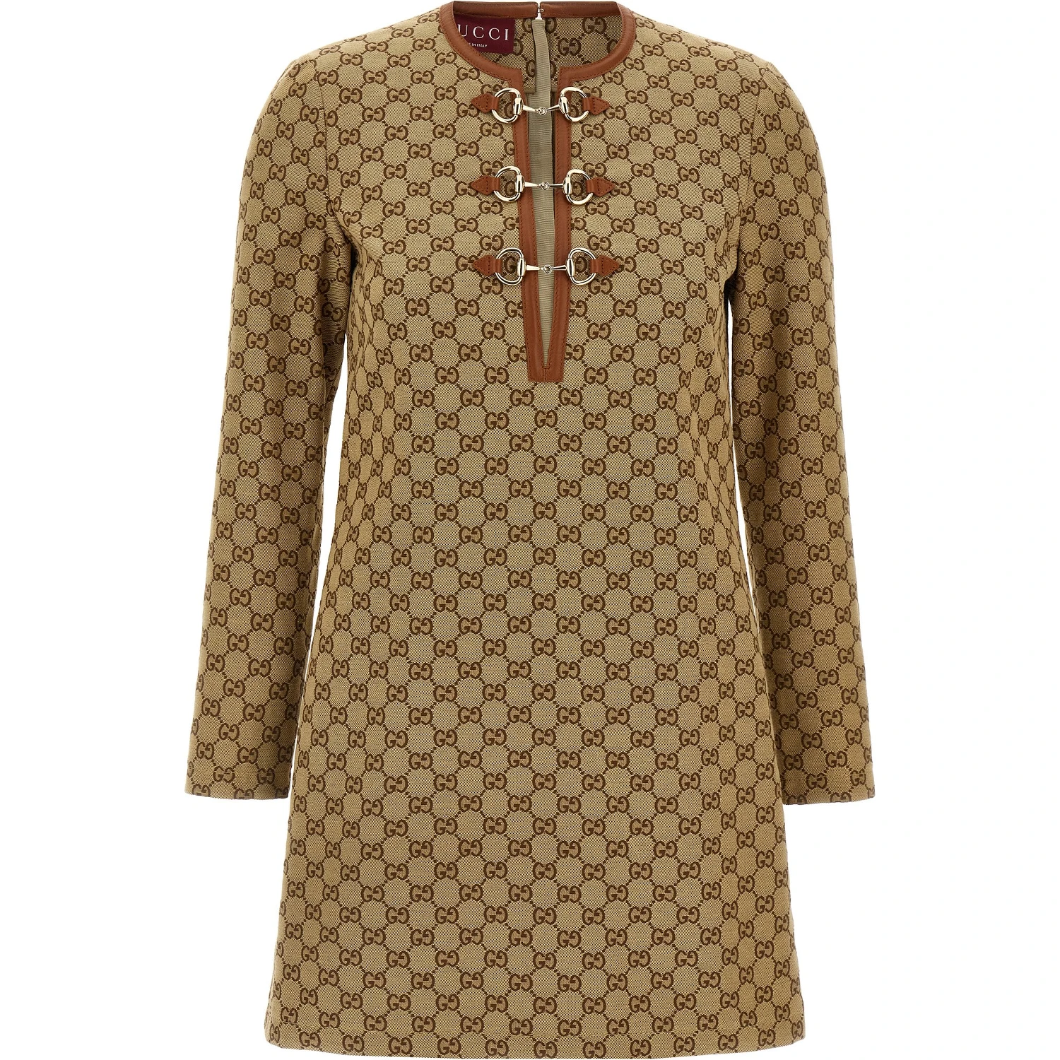 Beige Cotton Short Dress