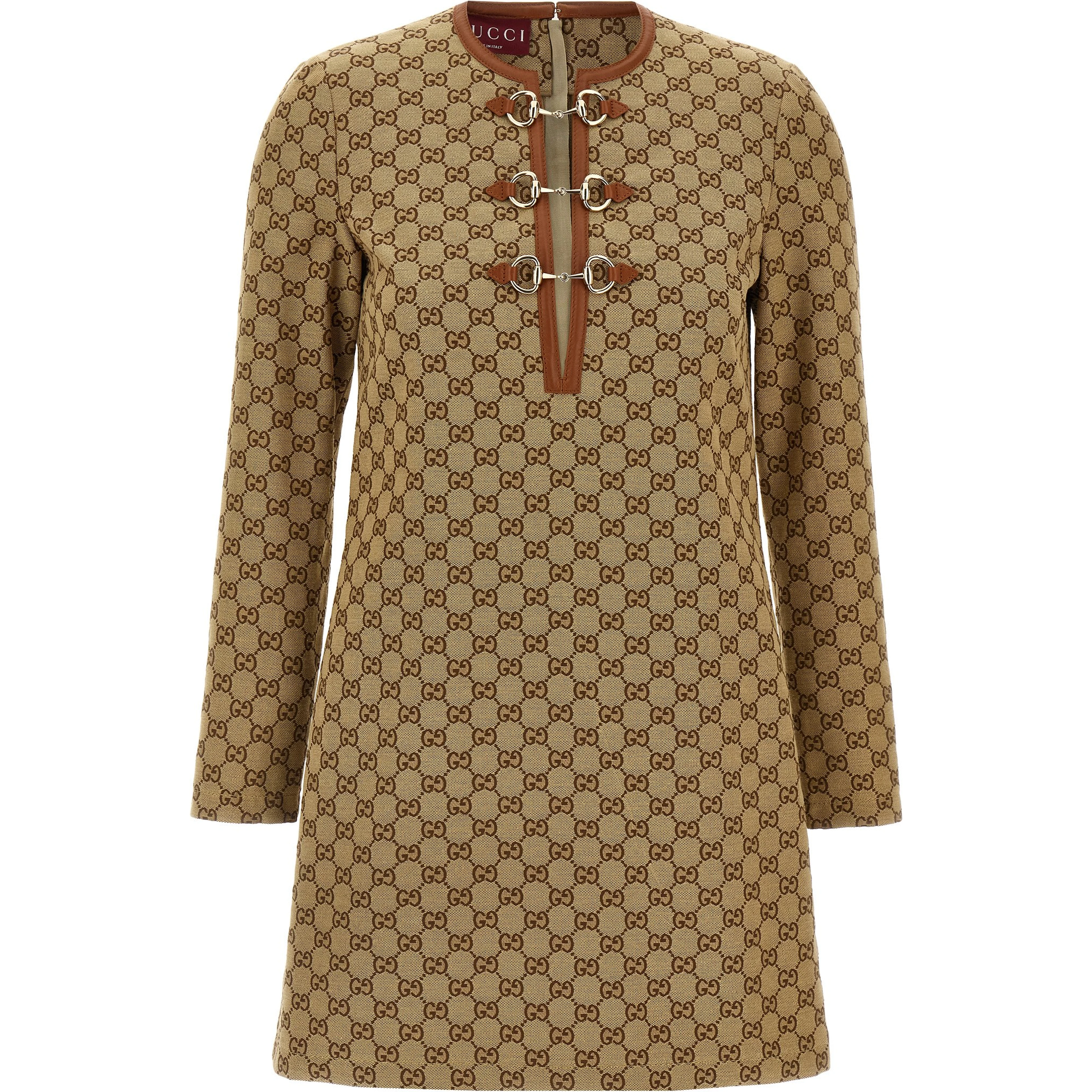 Beige Cotton Short Dress