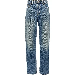 Blue Cotton Boyfriend Jeans