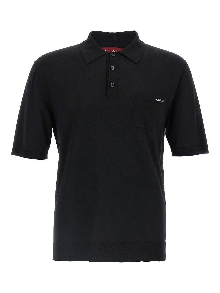 Black Wool Polo Shirt