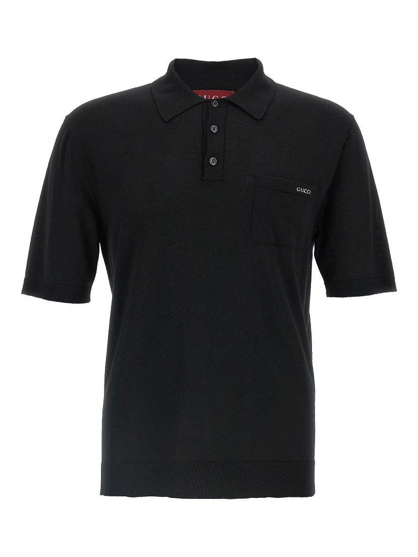 Black Wool Polo Shirt