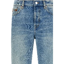 Blue Cotton Flared Jeans