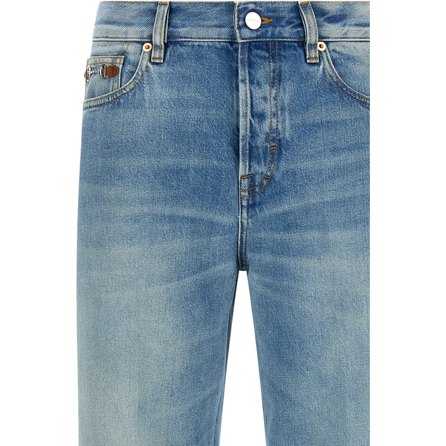 Blue Cotton Flared Jeans