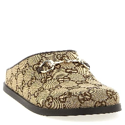 Beige Cotton Mules