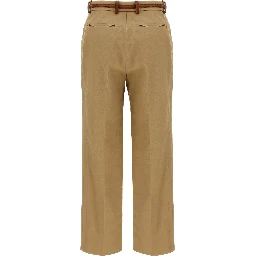 Beige Cotton Casual Pants