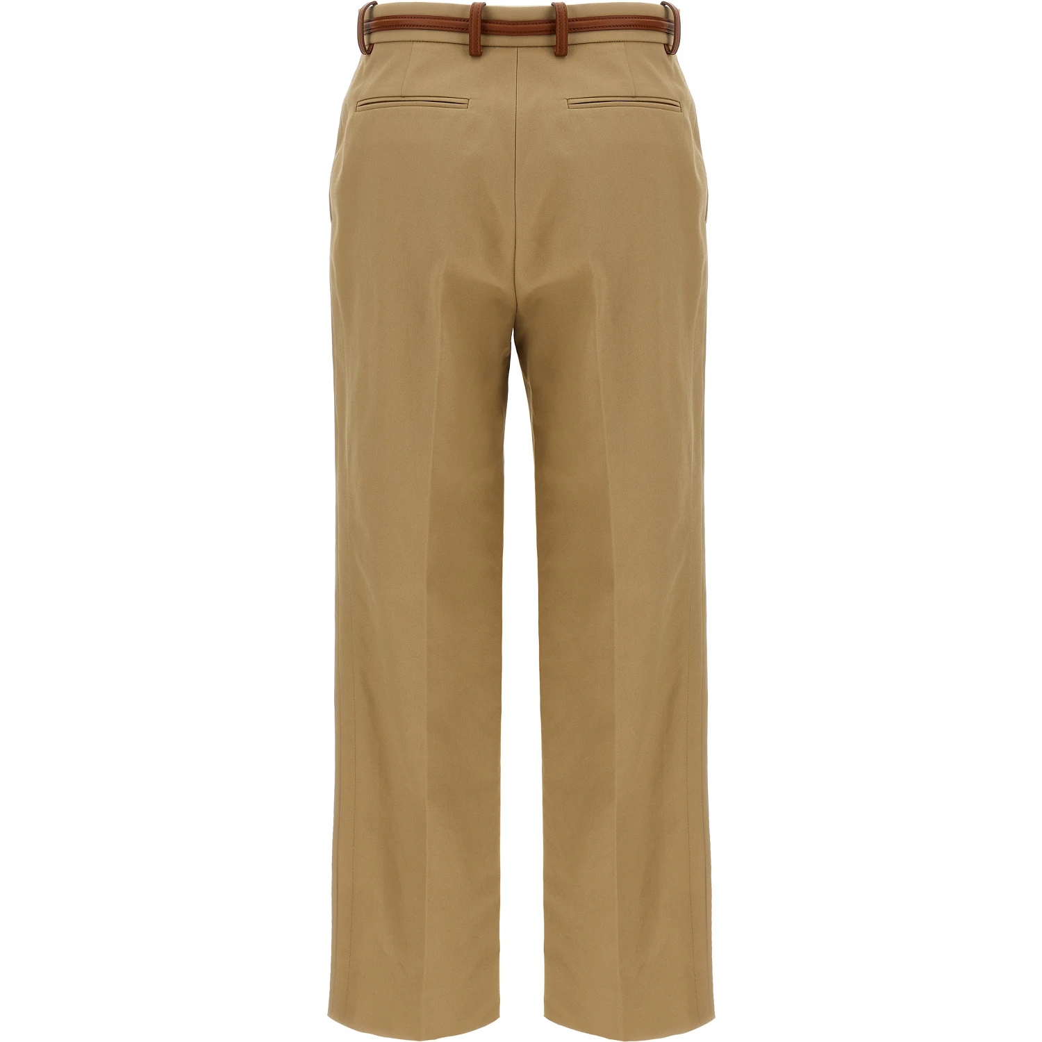 Beige Cotton Casual Pants