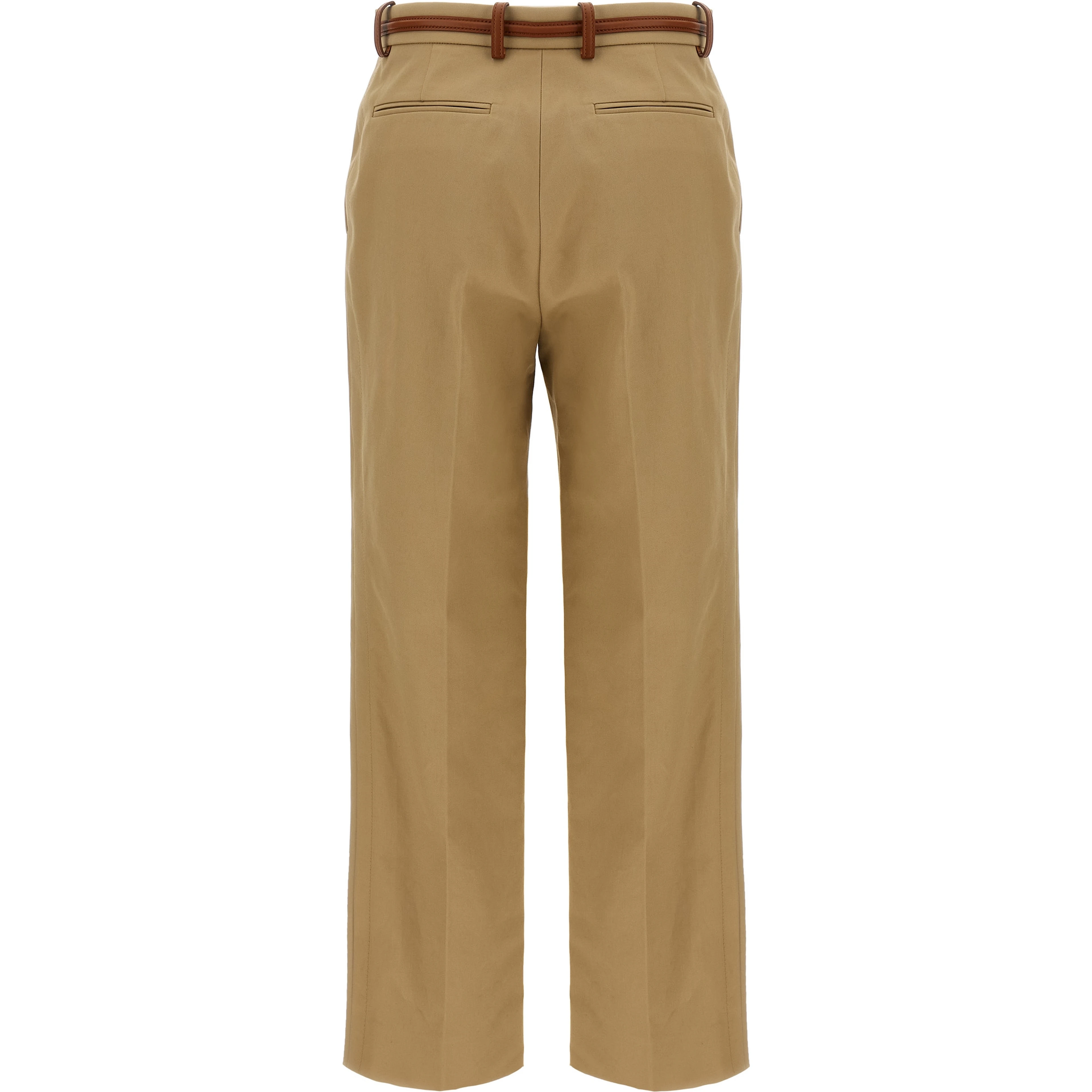 Beige Cotton Casual Pants