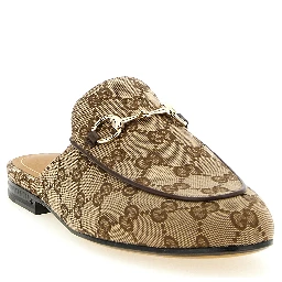 Beige Polyester Mules