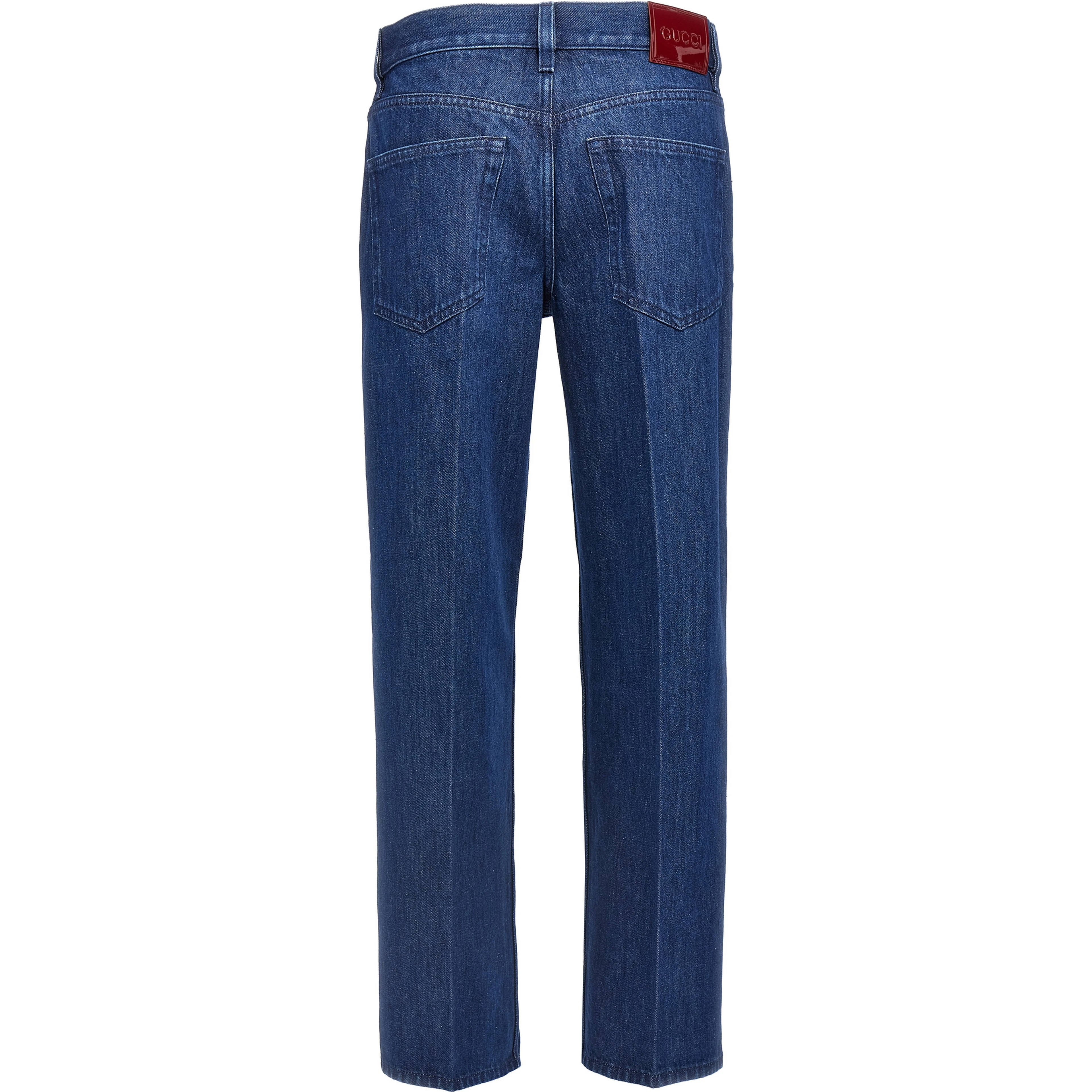 Blue Cotton Straight-Leg Jeans