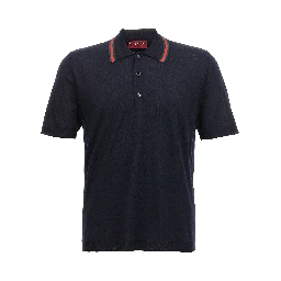 Blue Wool Polo Shirt