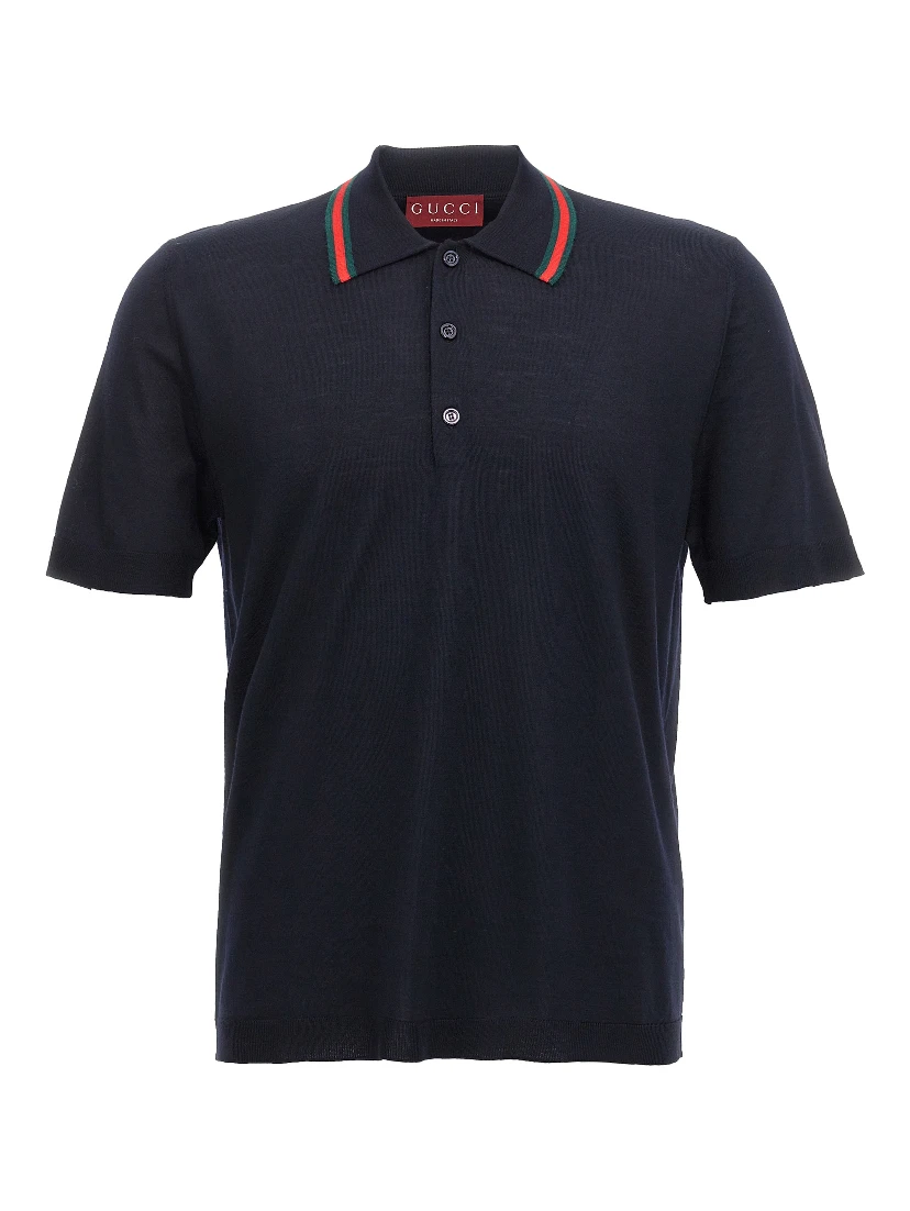 Blue Wool Polo Shirt