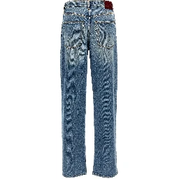Blue Cotton Boyfriend Jeans