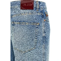 Blue Cotton Flared Jeans