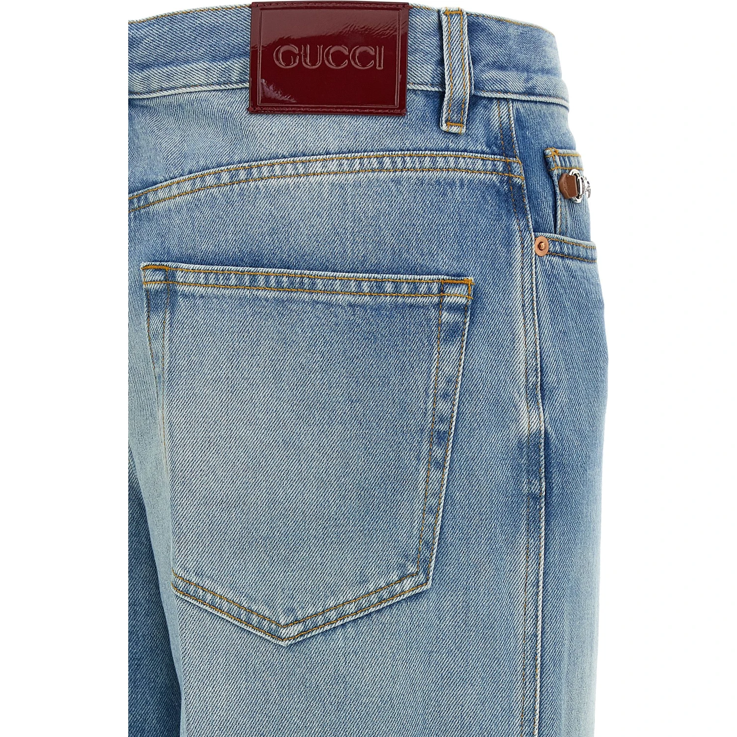 Blue Cotton Flared Jeans