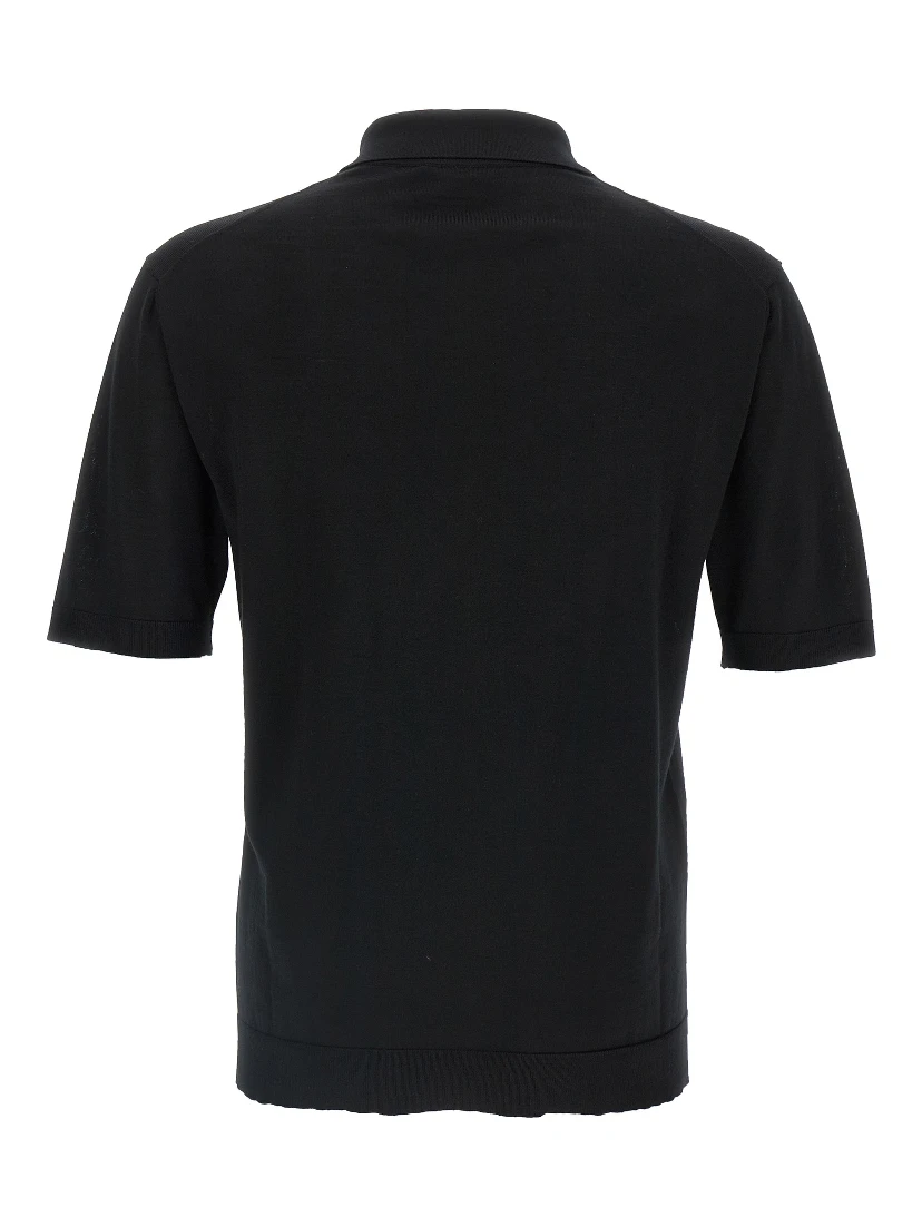 Black Wool Polo Shirt