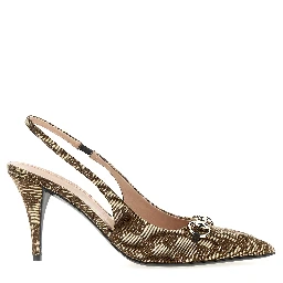 Beige Polyester High Heel Pumps