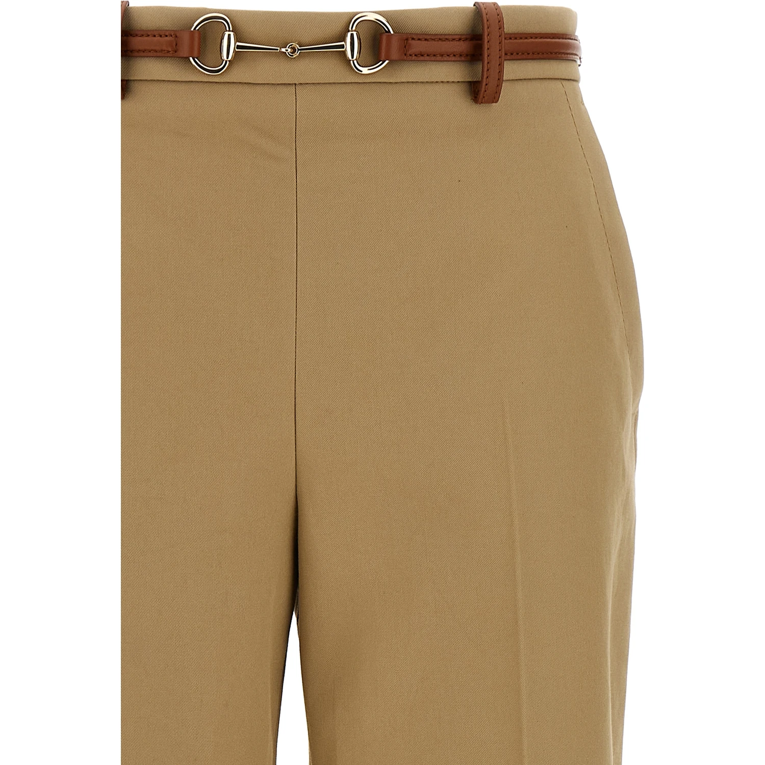 Beige Cotton Casual Pants