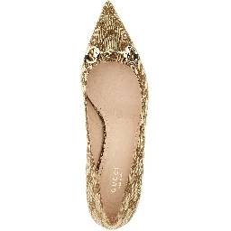 Beige Polyester Mid Heel Pumps