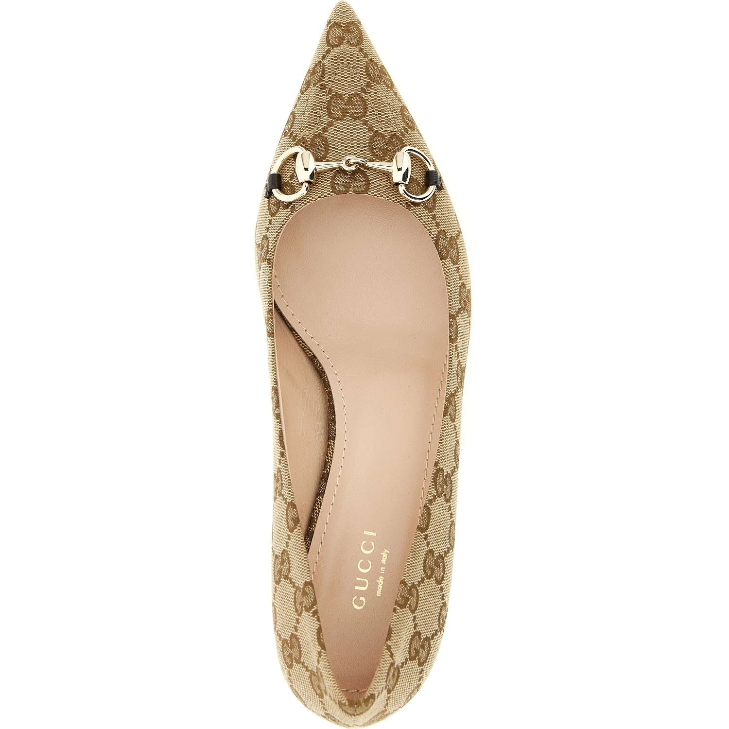 Beige Polyester Mid Heel Pumps