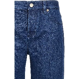 Blue Cotton Straight-Leg Jeans