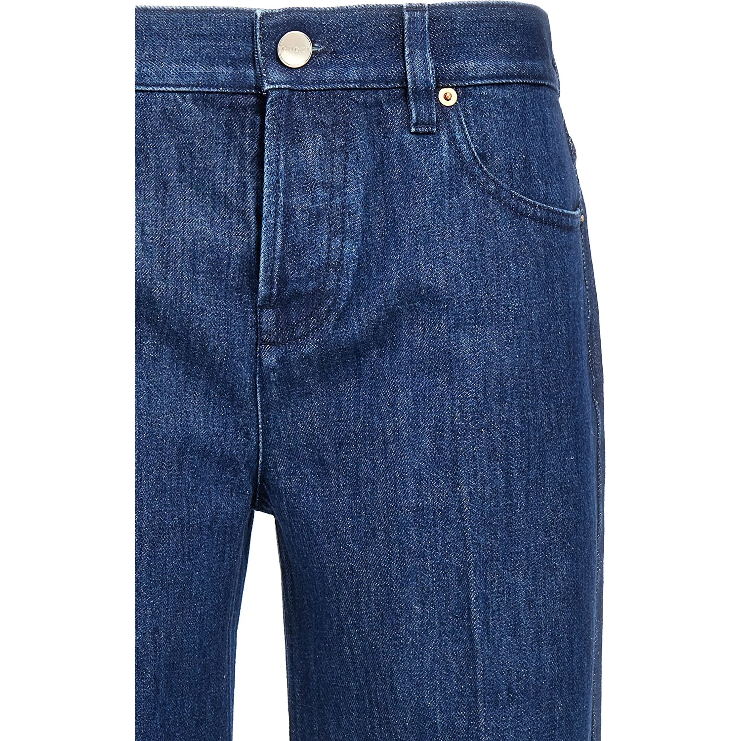 Blue Cotton Straight-Leg Jeans