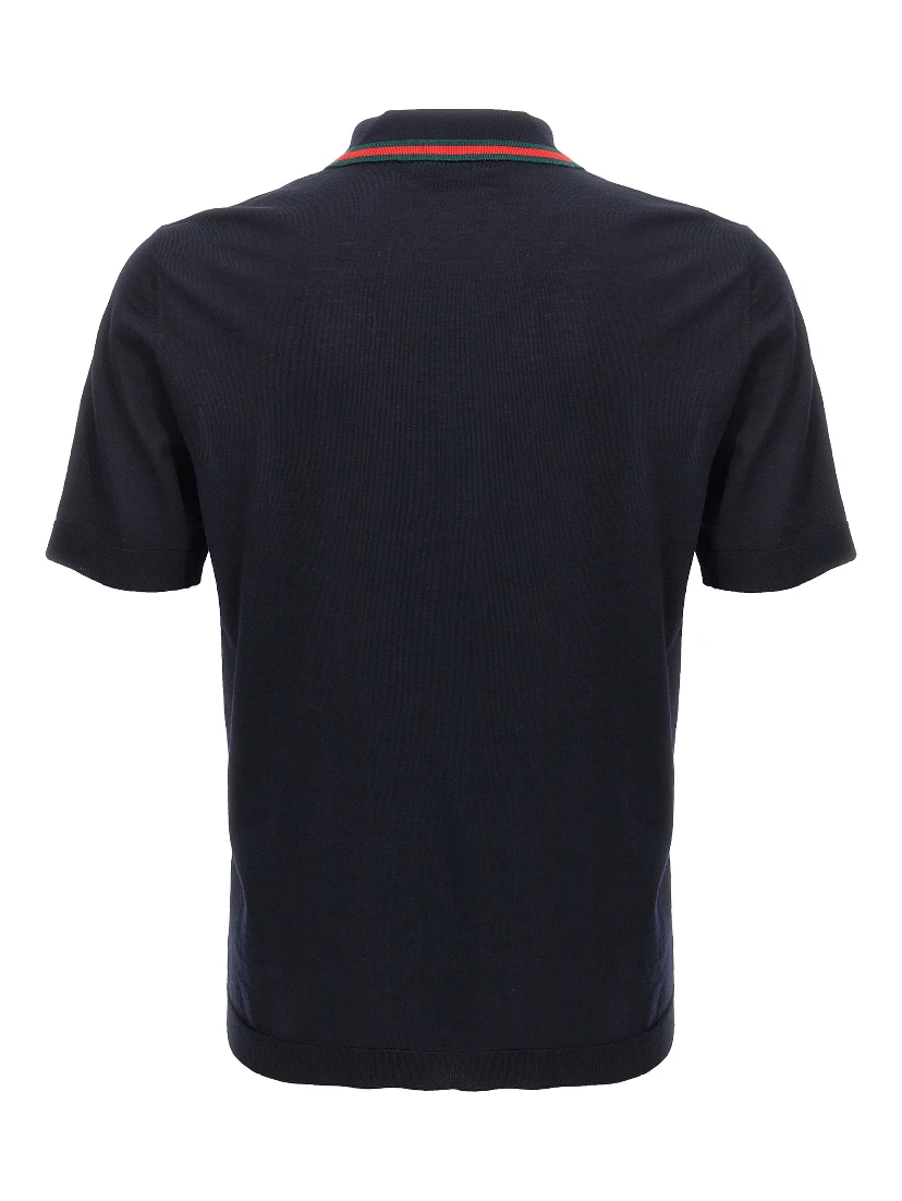 Blue Wool Polo Shirt