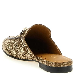Beige Polyester Mules