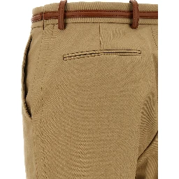 Beige Cotton Casual Pants
