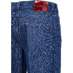 Blue Cotton Straight-Leg Jeans