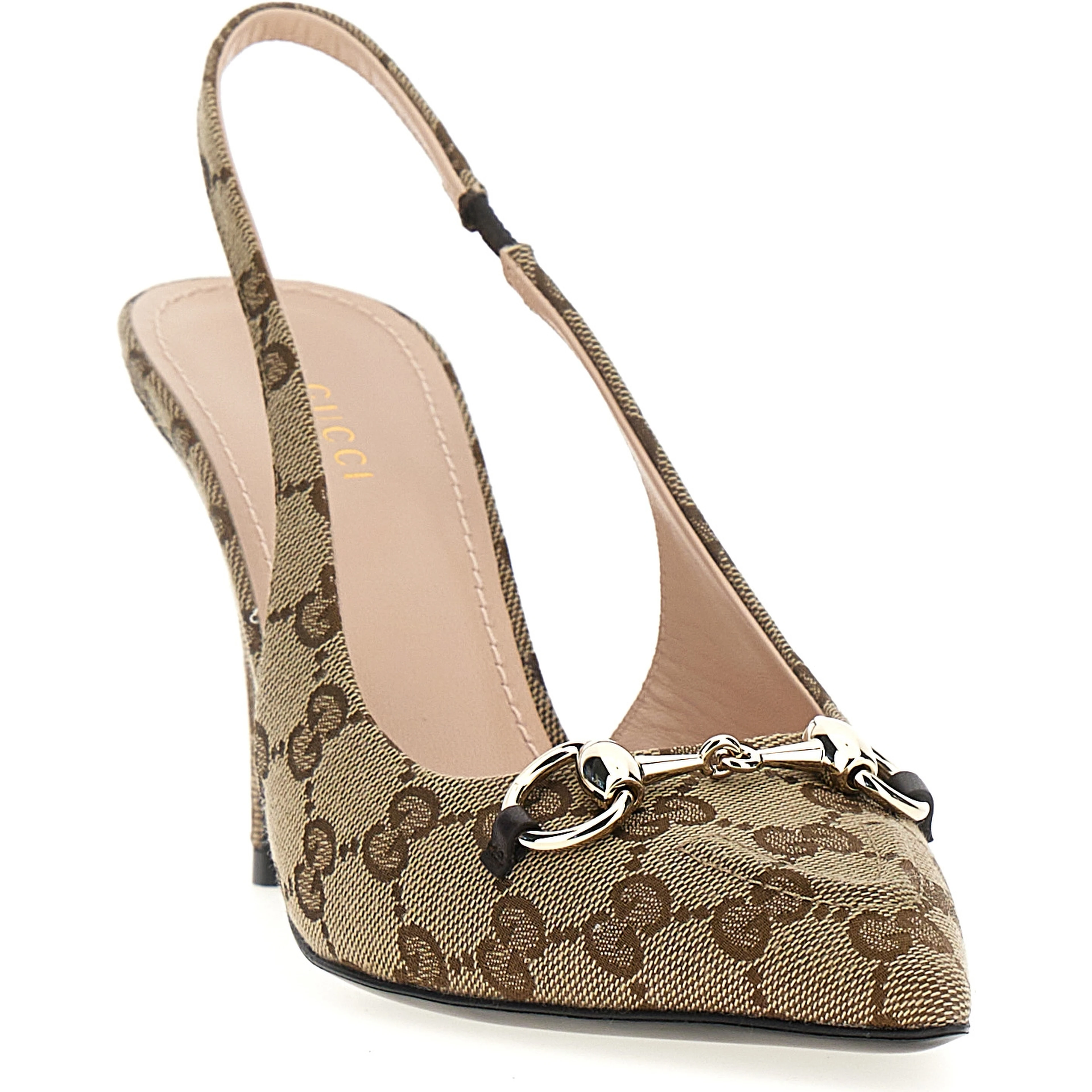 Beige Polyester High Heel Pumps