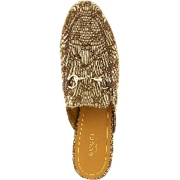 Beige Polyester Mules